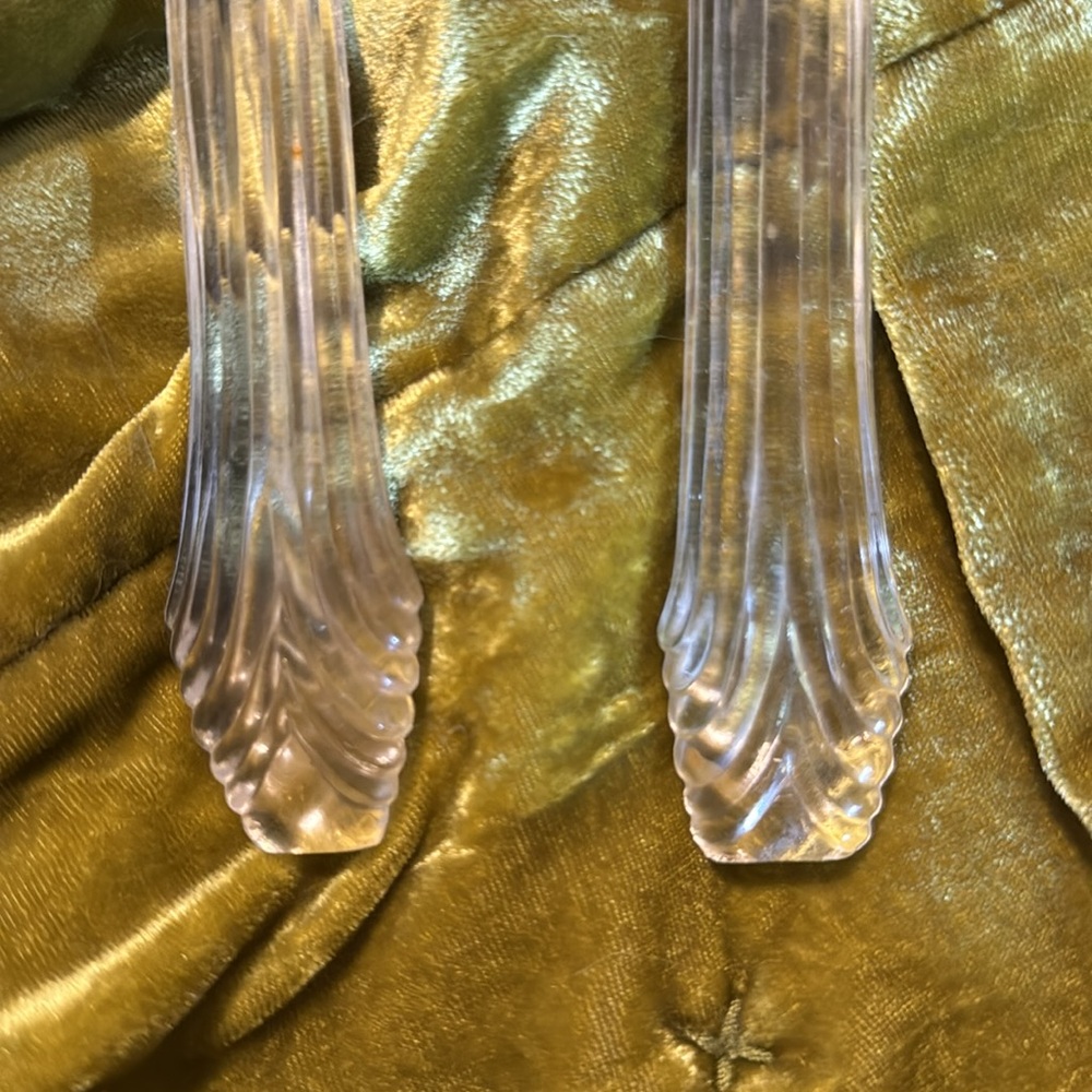Vintage mcm glass spoon and fork serving set - Picture 2 of 3